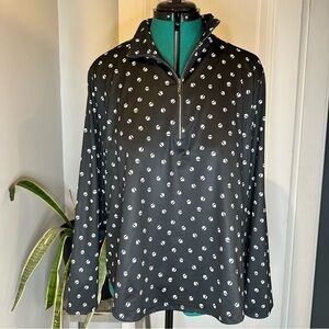 Chico's Black and White lightweight 1/4 zip pullover Patterned Top XL (size 3)